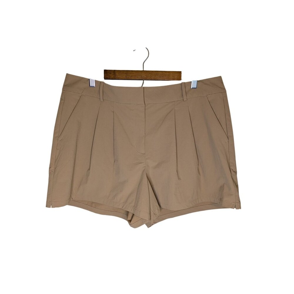 Calia Womens High Rise Pleated Golf Shorts Size 16 Tan Stretch Moisture Wicking
